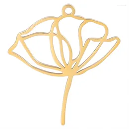 Charms 5pcs/Lot Stainless Steel Yoga Lotus Flowr Pattern Jewellery Wholesale Plant Pendant Necklaces Earrings Accessories Bulk