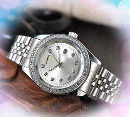 Popular Military Three Pins Full Diamonds Ring Watches Women Men Iced Out Hip Hop Clock Chronograph Quartz Movement Ceramic bezel Stainless Steel Wristwatch Gifts