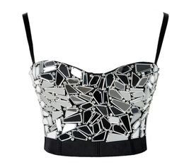 Women Summer Sexy Rave Outfit Corset with s Silver Sequin Glitter Crop Top Strass Goth Festival Clothing Drop 2205048101941