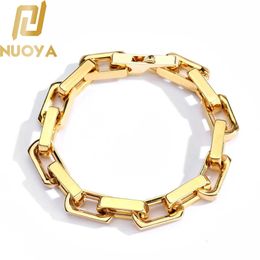 Custom Cool Square Cuban Link Splicing Bracelet For Men Women 18K Gold Black Red Color Punk Casual Curb Chain Bracelet 240118
