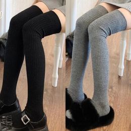Women Socks 1/2pairs Long Sock Cashmere Boot Solid Wool Thigh Stocking Skinny Cotton Over Knee-High Fluffy Female Knee