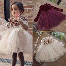 Girl Dresses PUDCOCO Est Fancy Princess Kids Baby Dress Velvet Fleece Party Girls Winter Sweet Tulle Tutu