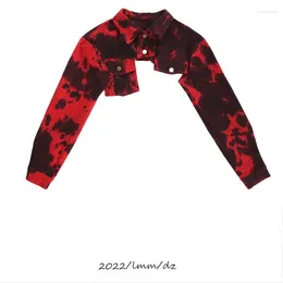 Women's Jackets 2024 Autumn Long Sleeve Women Jacket Casual Chic Fashion Turn Down Collar Tops Tie Dye Roupas Femininas