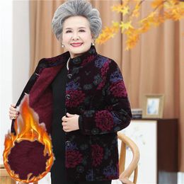 Women's Trench Coats Winter Cotton-Padded Jacket 50 To 80 Year Old Grandma Coat Thick Velvet Warm Middle Aged Mother Parkas Plus Size XL-5XL