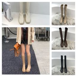 short boots Belt buckle Metal women Shoes Classic Thick heels Leather designer shoe High heeled Fashion Diamond Lady boot Large 35-40