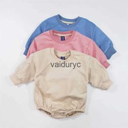 Rompers 2023 Autumn New Baby Long Sleeve Casual Bodysuit Infant Girl Cotton Jumpsuit Newborn Boy Solid Color Onesie Toddler Clothes H240508