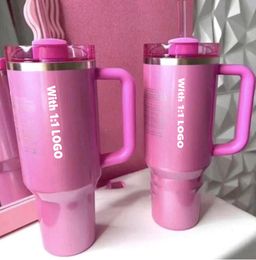 US stock winter Pink H2.0 40OZ Mugs Cosmo Pink Parade Tumblers Car Cups Stainless Steel Target Red Flamingo Coffee Valentine's Day Gift Sparkle 1:1 Logo 0119