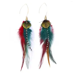 Dangle Earrings Lureme Boho Multicolor Pheasant Peacock Feathers For Women Girls Big Drop Earrings(er006406-3)