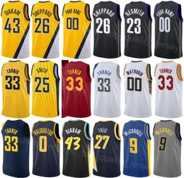 Printed Basketball Man Women Ben Sheppard Jerseys 26 Pascal Siakam 43 Buddy Hield 7 Obi Toppin 1 Jalen Smith 25 Daniel Theis 27 Jarace Walker 5 Ben Sheppard 26 City