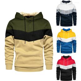 Men's Hoodies Patchwork Three-color Hooded Pullover Fleece Casual Sweatshirts Streetwear Male Warm Sports Outwear Long Sleeve