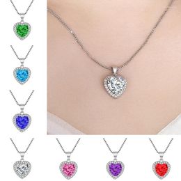 Pendants Original Solid 925 Silver Chain Choker Necklace Luxury Crystal CZ Love Heart Pendant Necklaces Women Party Jewellery Gifts