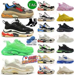 tripler mens Casual Trainers Luxury Brand Paris 17FW Sneakers OG Original Designer Neon Green White Blue Yellow Clear Sole Triple s 3-layered outsole womens Loafers
