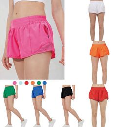 designers lululemenly womens yoga Shorts Fit Zipper Pocket High Rise Quick Dry Womens Train Short Loose Style Breathable gym Quality 6116ess