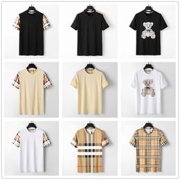 Luxury men's T-shirt black and white beige classic Cheque brand chest letter print fashion casual street hip-hop pure cotton wrinkle resistant men and womenM-3XL#99