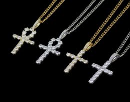 hip hop cross diamonds pendant necklaces for men women Religion Christianity luxury necklace jewelry gold plated copper zircons Cu1843510