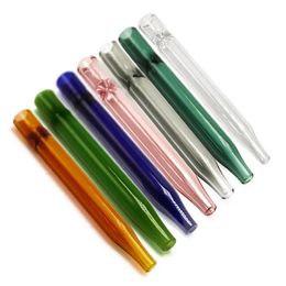 Colourful Cigarette Smoking One Hitter Bat Pipes About 117mm Length Oil Rig Sharp Nail Tip Glass Philtre Tube Tobacco Hand Pipe
