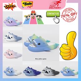 Designer Casual Platform shark Slides Slippers Men Woman anti rainbow fashion slip wear-resistant Light weight breathable Low cut super soft sandals Flat