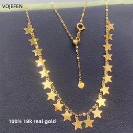 VOJEFEN 18K Star Pendants Necklaces Jewellery Original AU750 Pure Gold Links Choker Shiny Luxury Jewelery Wholesale Holiday Gifts 240119