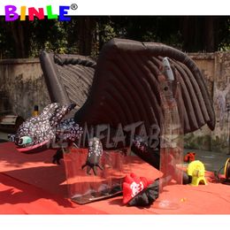 wholesale 3m 5m Giant Black Inflatable Toothless Dragon With Transparent supports For Event Decoration