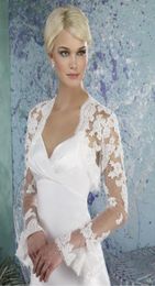 Cheap s White Ivory Long Sleeve Lace Wedding Jackets Bridal Bolero Wedding Accessories Romantic Flare Sleeve Wedding Bo4745912