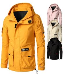 Men039s Windbreaker Jackets Waterproof Military Hooded Zipper Casual Jacket Autumn Male Yellow Brand Fashion Coats Plus Size LJ3754319