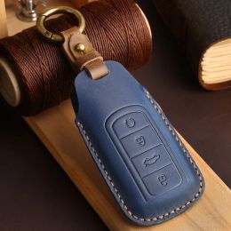 Car Key Cover Case for Chery Tiggo 8 Pro 2021 Car Key Case 4 Buttons Remote Control Keyring Fob Holder Genuine Leather