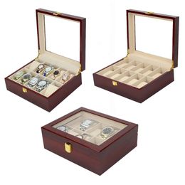 Sets 2/3/5/6/10/12 Slots Watch Box Organiser Piano with Baking Paint Wooden Jewellery Storage Case Men Glass Top Watches Display Boxes