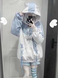 Kadın Hoodies Sweatshirts Hoodie Kadınlar Y2K Japon Gotik Harajuku Kawaii Giyim Sevimli Büyük Boyutlu Fermuar Sweatshirt Yeni Goth Üstleri Ceket Coatsyolq