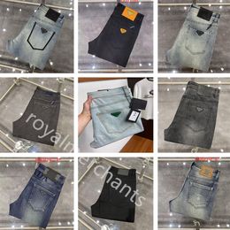 Jeans firmati da uomo e da donna P Jeans da donna Pantaloni lunghi impilati Jeans strappati High Street Retro Paint Spot Patch Hole Denim Streetwear Piedi Pantaloni micro elastici