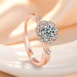 fashion lovely designer band rings for women rose gold silver shining bling diamond crystal open love ring Jewellery gift5