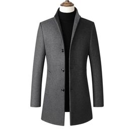 Men039s Wool Blends 2021 Fashion Men Trench Coat Autumn Winter Windproof Slim Pea Overcoat Casual Jacket Windbreaker Clothing8958840