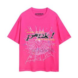 Luxury Designer T-shirt Summer New Trendy Brand Men's and Women's Couple Wear Large Loose Sp5der Spider Web Short Sleeved GB0D GB0D