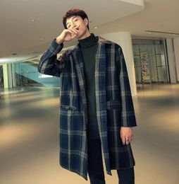 Boys Windbreaker Coat Men In The Long Section Of The Spring Trench Coat Japanese Retro Plaid Trend Wild Loose Mens Overcoat5863380