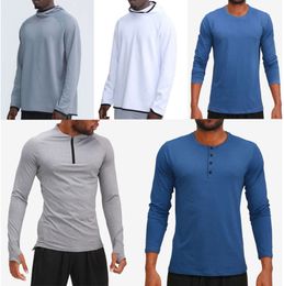 LU- 372 Men Hoodies Outdoor Pullover Sports Long Sleeve Yoga Wrokout Outfit Mens Loose Jackets Training Fitness Clothes luxury brand t shirt34665