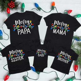 Family Matching Outfits Merry Christmas Family Matng Clothes Party Outfits Tops Baby Jumpsuit Xmas Dad Mom Daughter Son Look T-shirt Holiday T Shirt H240508