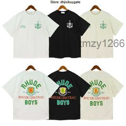 Summer Men's and Women's T-shirts Collection Rhude t Shirt Oversize Heavy Fabric Couple Dress Top Quality R128