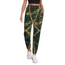 Women's Pants Jewelry Gold Chains Jogger Link Print Harajuku Sweatpants Autumn Women Casual Oversize Trousers Birthday Present