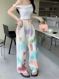 Women's Jeans Y2K High Street Colour Painted Waist Slimming Straight Leg Loose Mop Wide Pants Pantalones De Mujer