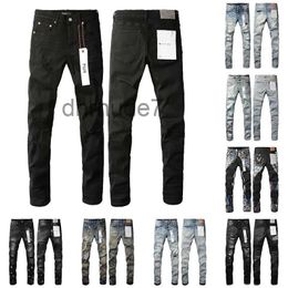 Streetwear Men's Purple Jeans Designer Fashion Brand Distressed Ripped Bikers Womens Denim Cargo for Men Hole Pants OZRM