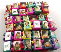 Bracelets Wholesale 60 pcs New 1D One 1 direction Wood Stretch bracelets Colours Mix