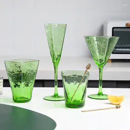 Wine Glasses Li Qing-Classic Green Glass Champagne Flute Goblet Tumbler Simple Household Wholesale Factory