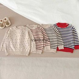 Pullover New Baby Long Sleeve Knit Striped Sweater Winter Warm Infant Knitted Bottoming Shirts Kids Girl Casual Sweater Toddler Clothes H240508