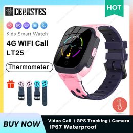 Watches Smart Watch Kids 4G gps WIFI Tracking Video Call Waterproof Thermometer SmartWatch Tracker Boy Girl Student Phone Clock LT25