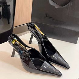 Heel New Sister Sexy Shoe Pump Saiint 2024 High Black Pointed Women's Elegant Designer Style Lacquer Leather Lourent Single Lady Shoes French Sandals 2FY6