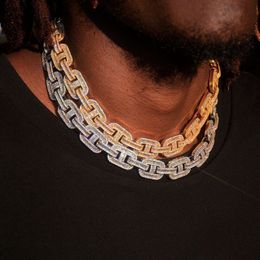 14k Gold Plated Iced Out Moissanite Miami Silver Necklace Men Cuban Link Chain Hip Hop Jewelry