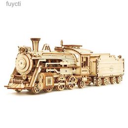 Arts and Crafts Robotime Rokr 3D Wooden Puzzle Montessori Toys Steam Train Army Jeep Heavy Truck Model Building Kits for Kids YQ240119
