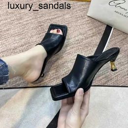 BottegsVenets High Heels Block Women Casual Single Shoes Early Open Square High Sandals line Slippers for Women