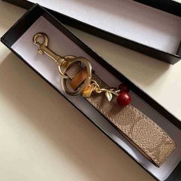 Luxury Keychain Lovely Tiny Cute Cherry Key Ring for Women Charm Bag Holder Ornament Pendant Accessories 2021 Chains GTAN