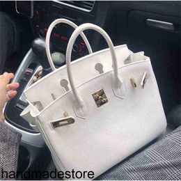 Platinum Handbag Designer Bag Authentic Emma Women's 2024 Lychee Pattern Top Leather One Shoulder Messenger Women