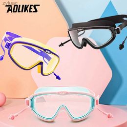 Diving Accessories AOLIKES Children Swimming Glasses Boys and Girls Big Frame Anti-Fog Kids Pool Mask Water Swim Eyewear Silicone Diving Goggles YQ240119